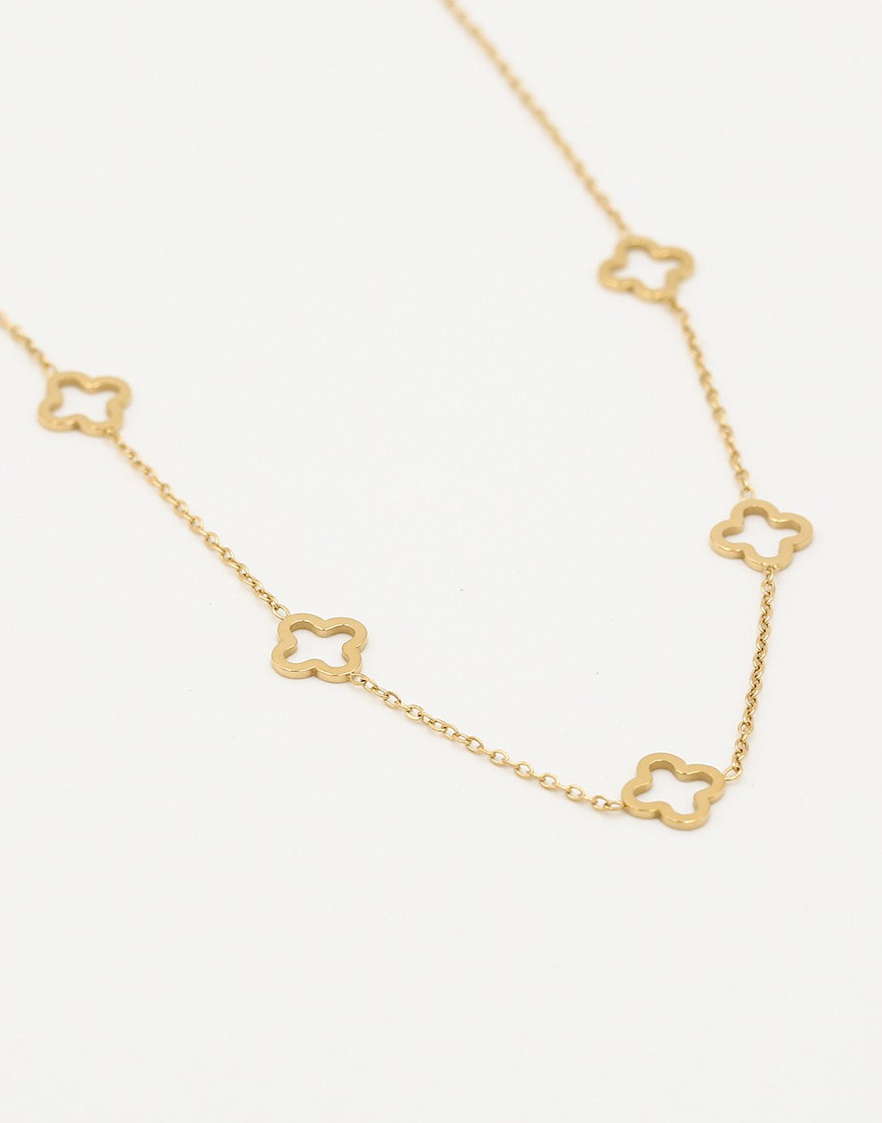 Ketting 5 open klavers goudkleurig