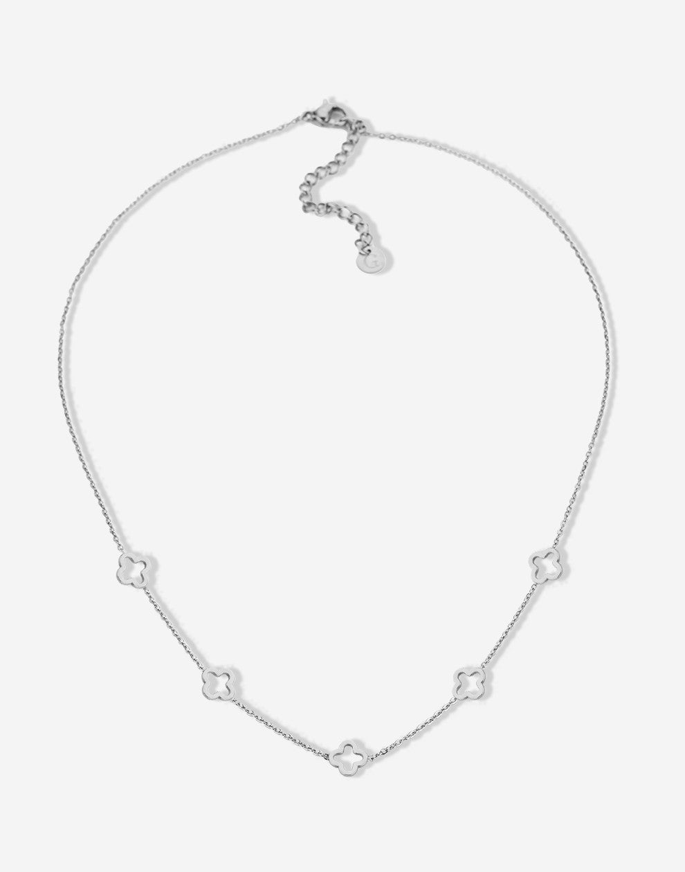 Ketting 5 open klavers zilverkleurig