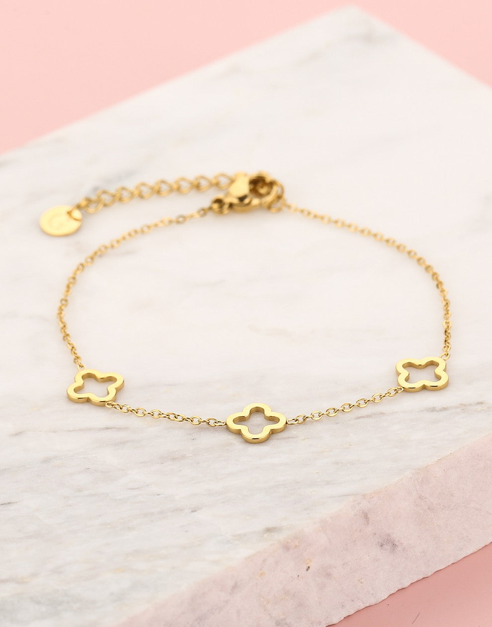 armband 3 open klavers goudkleurig