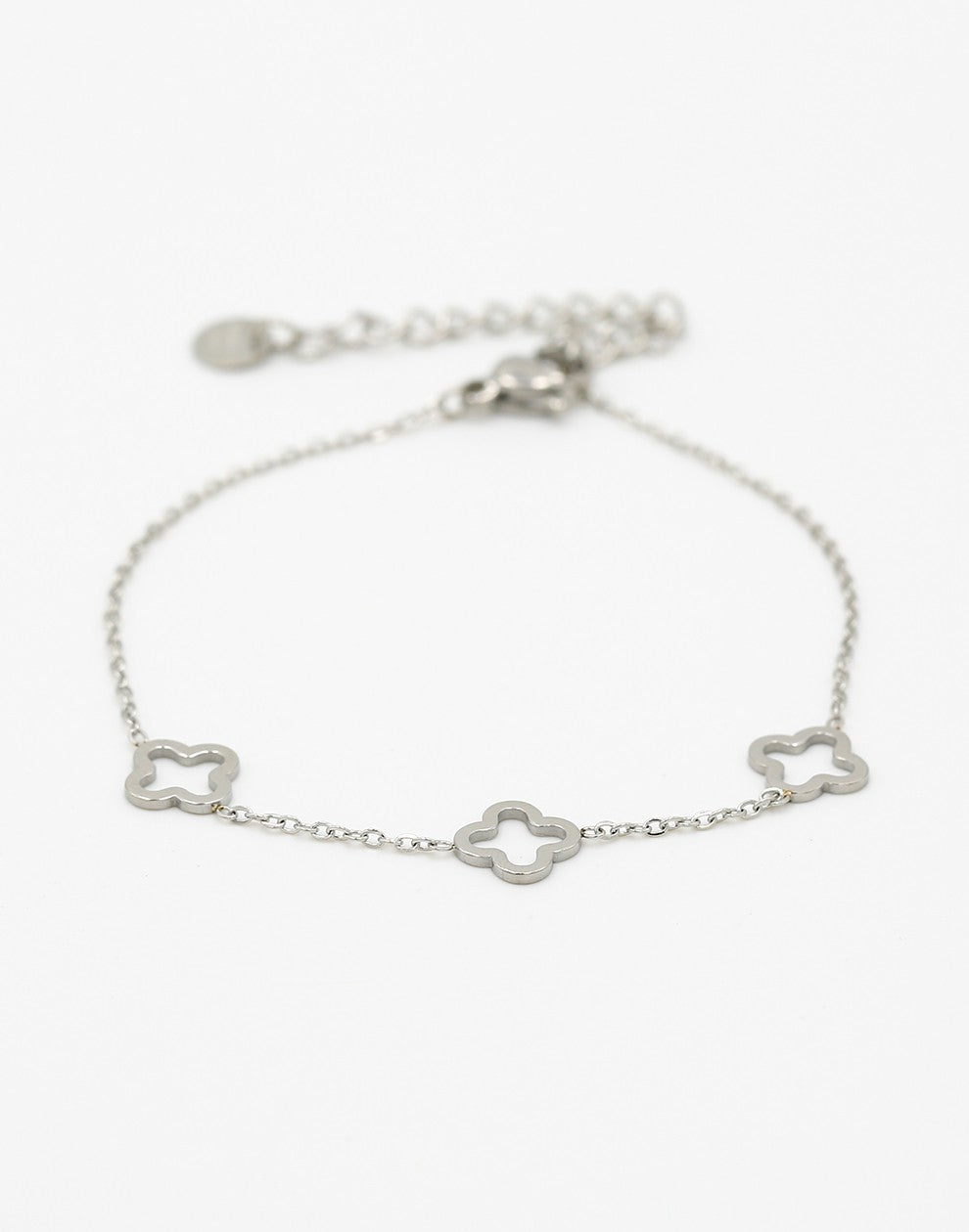 armband 3 open klavers zilverkleurig