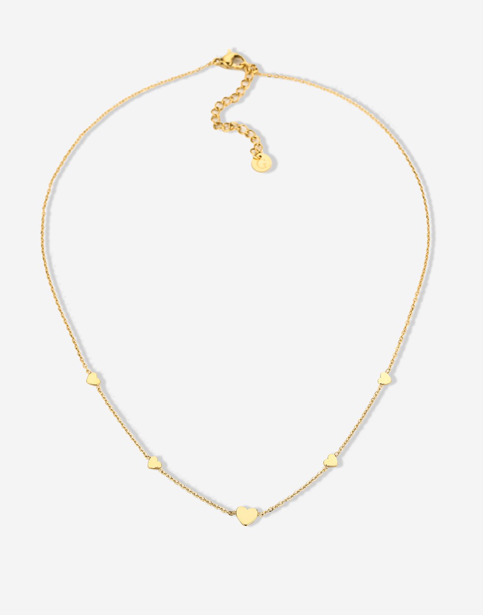 gold-colored heart necklace