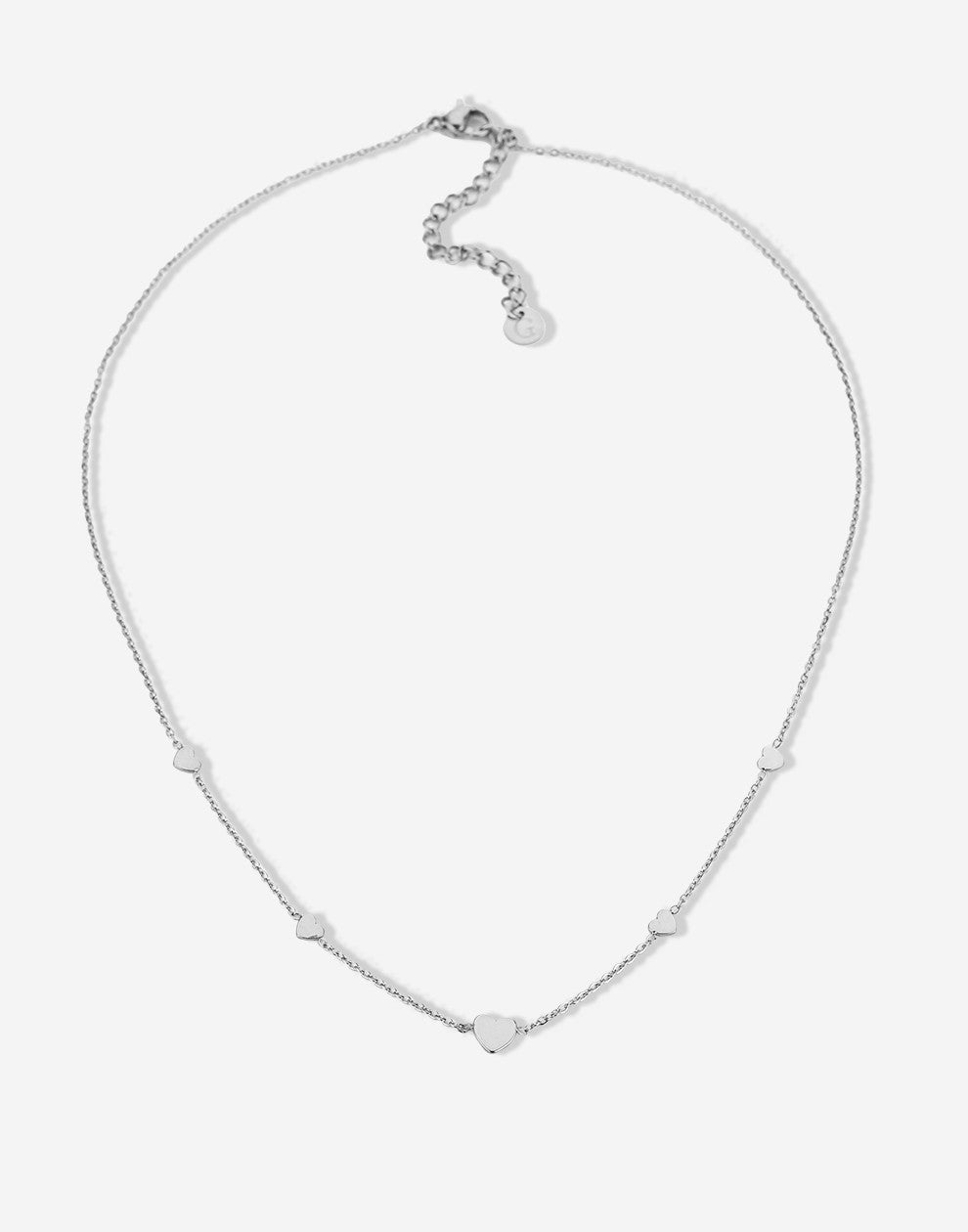 silver-colored heart necklace