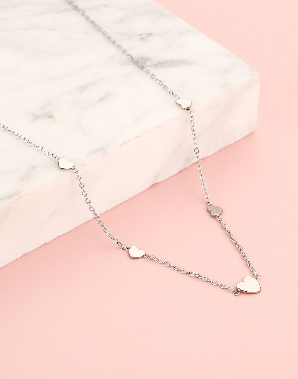 ketting hartjes zilverkleurig