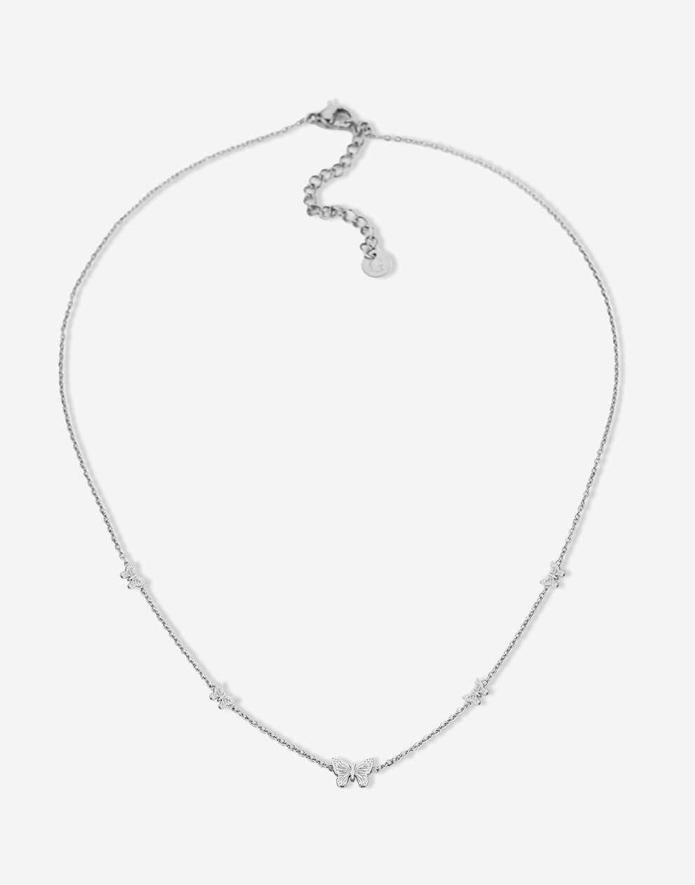 Silver-colored butterfly necklace