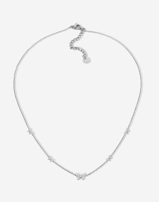 Silver-colored butterfly necklace