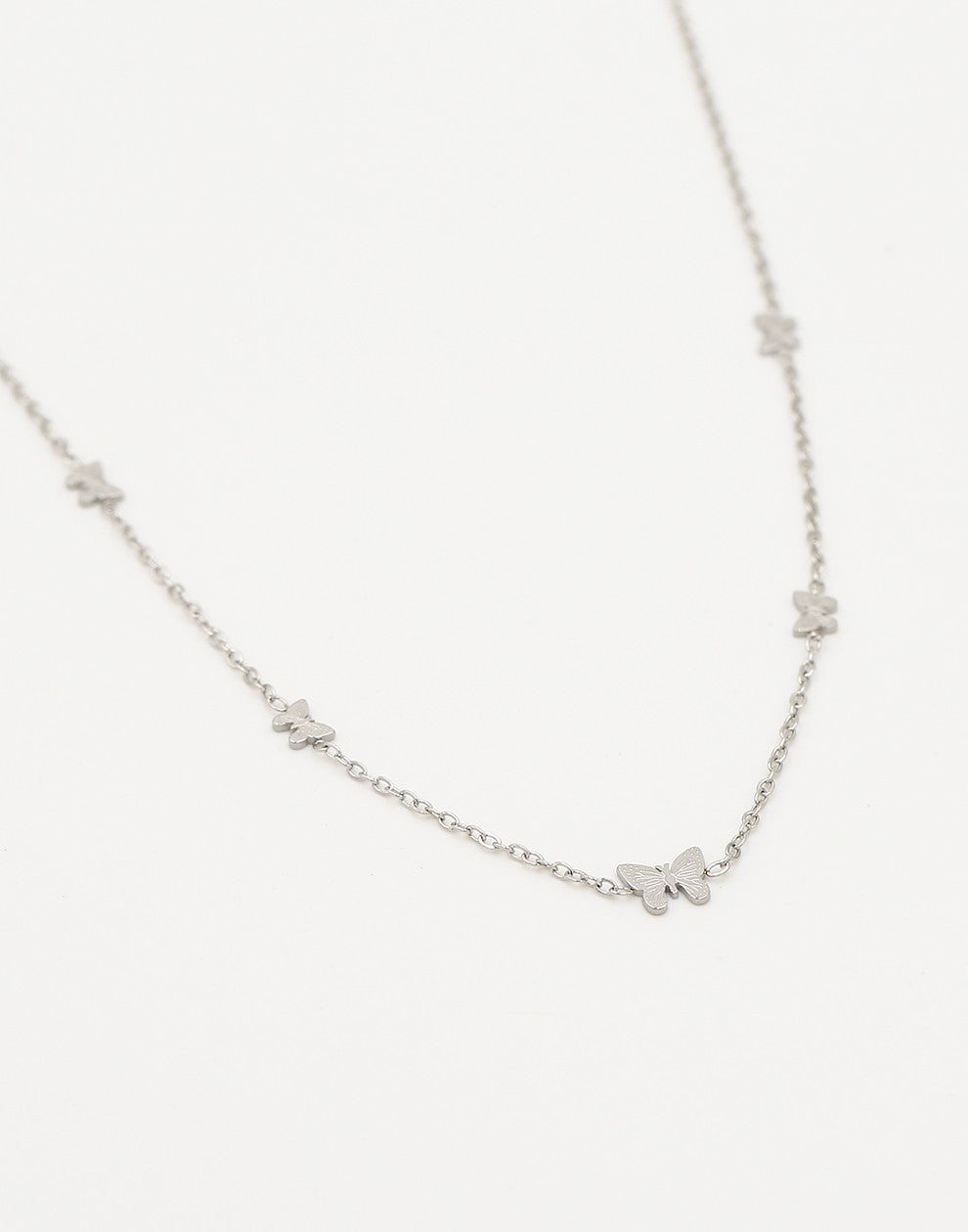 Silver-colored butterfly necklace