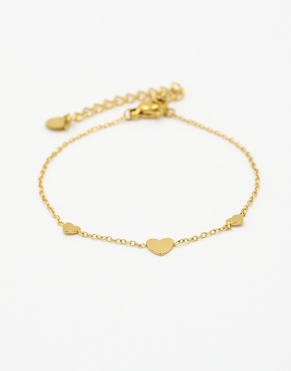 Armband 3 hartjes goudkleurig