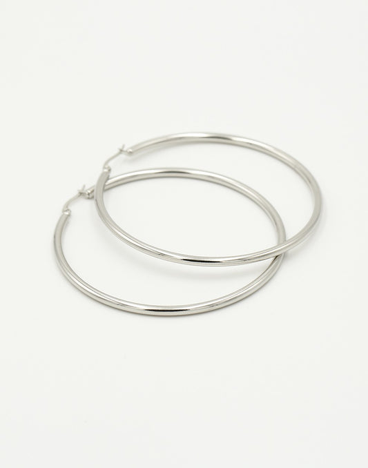 Oorringen hoops zilverkleurig 65mm