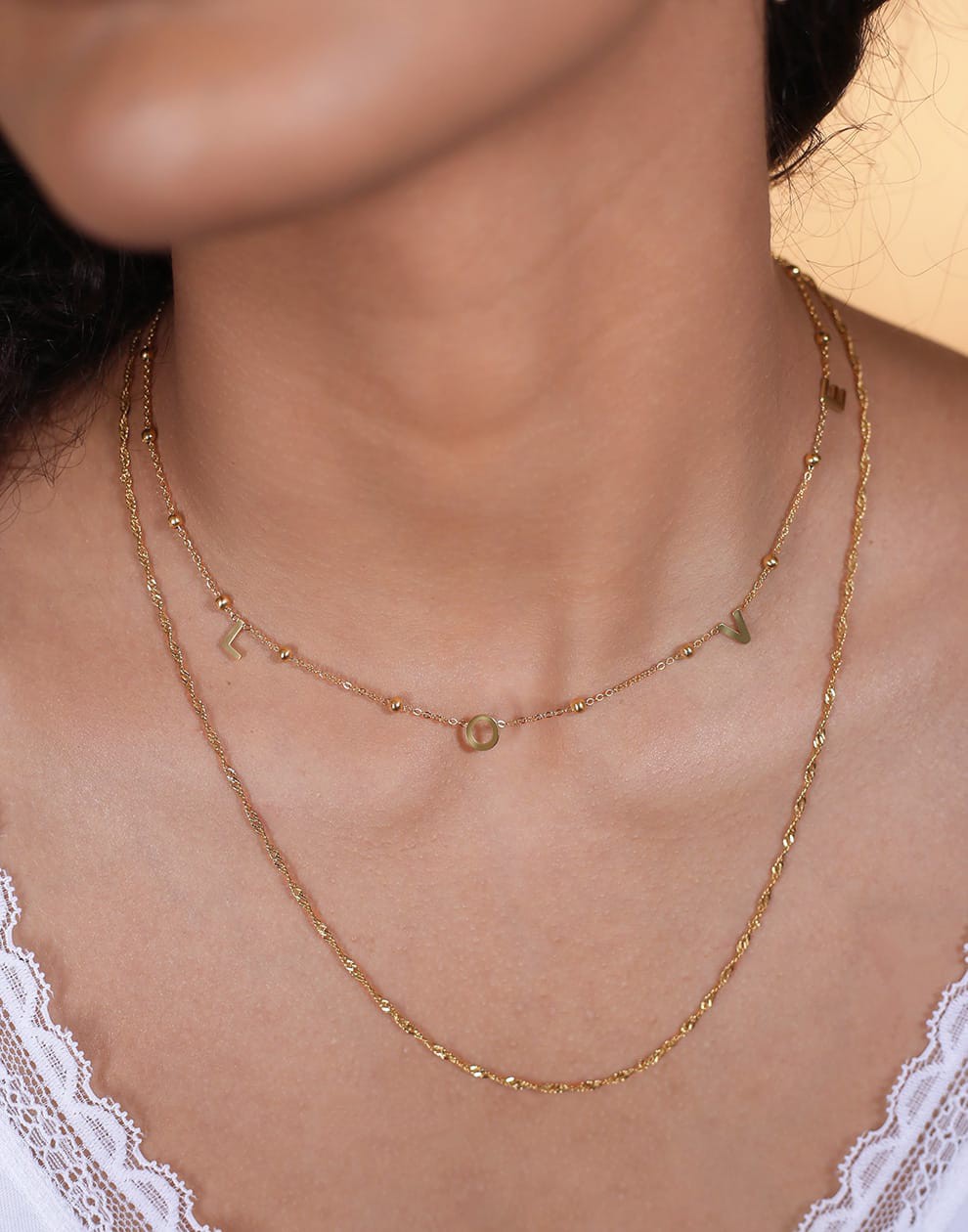 Fijn gedraaide schakelketting 45cm lang goudkleurig