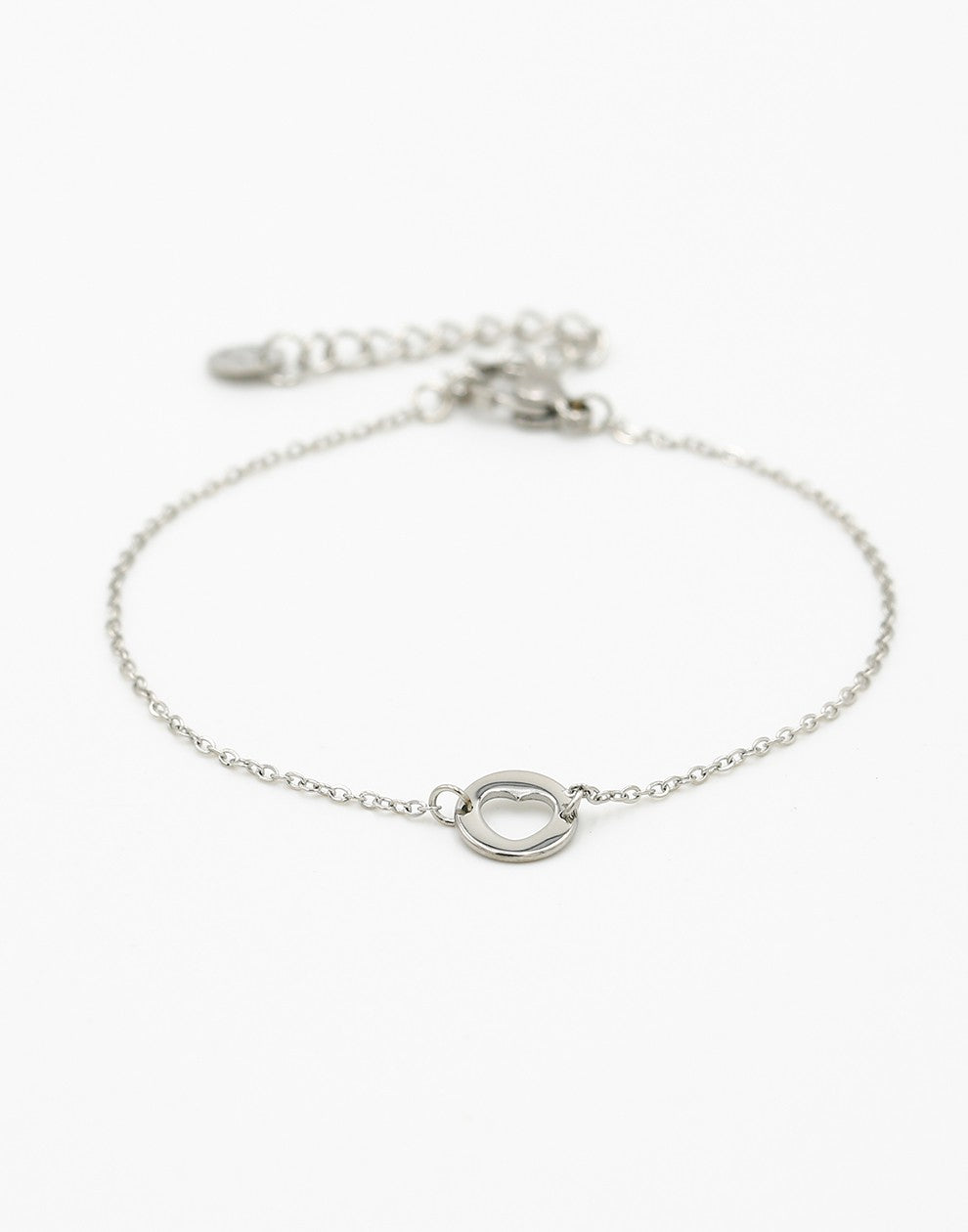 armband uitgesneden hartje zilverkleurig
