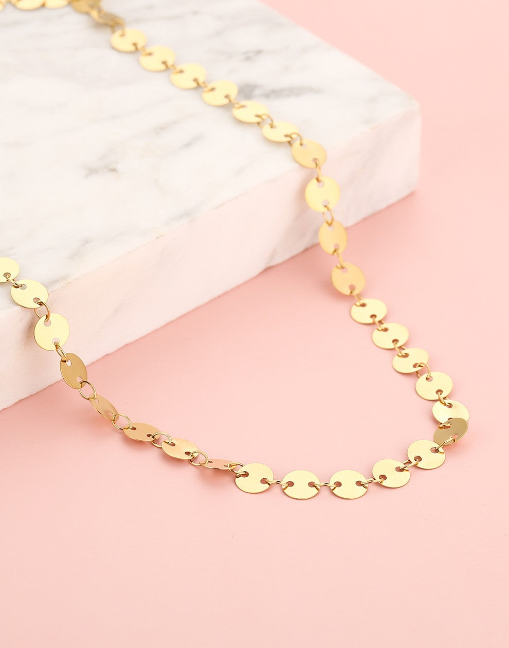 munt pailletten ketting goudkleurig