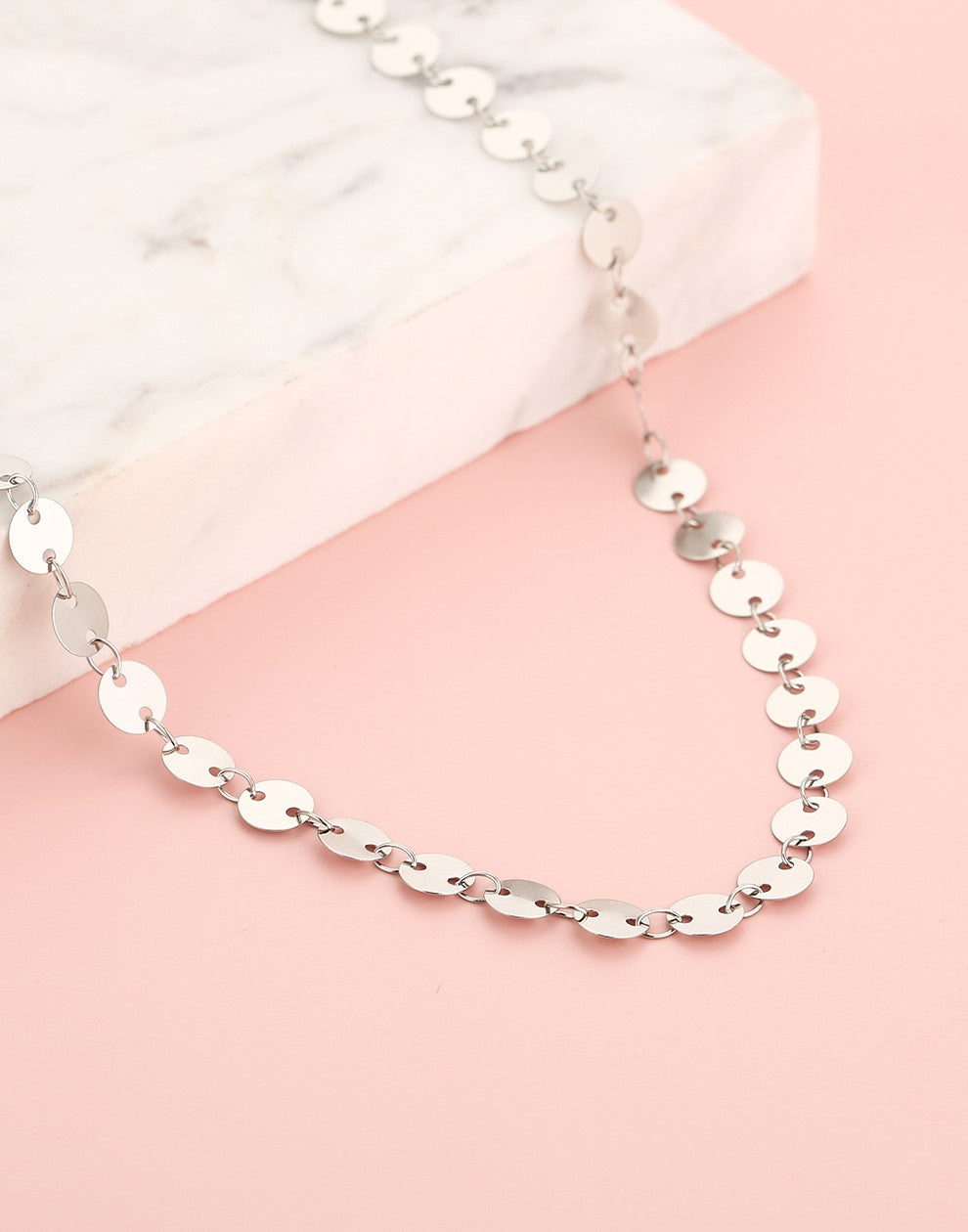 munt pailletten ketting zilverkleurig