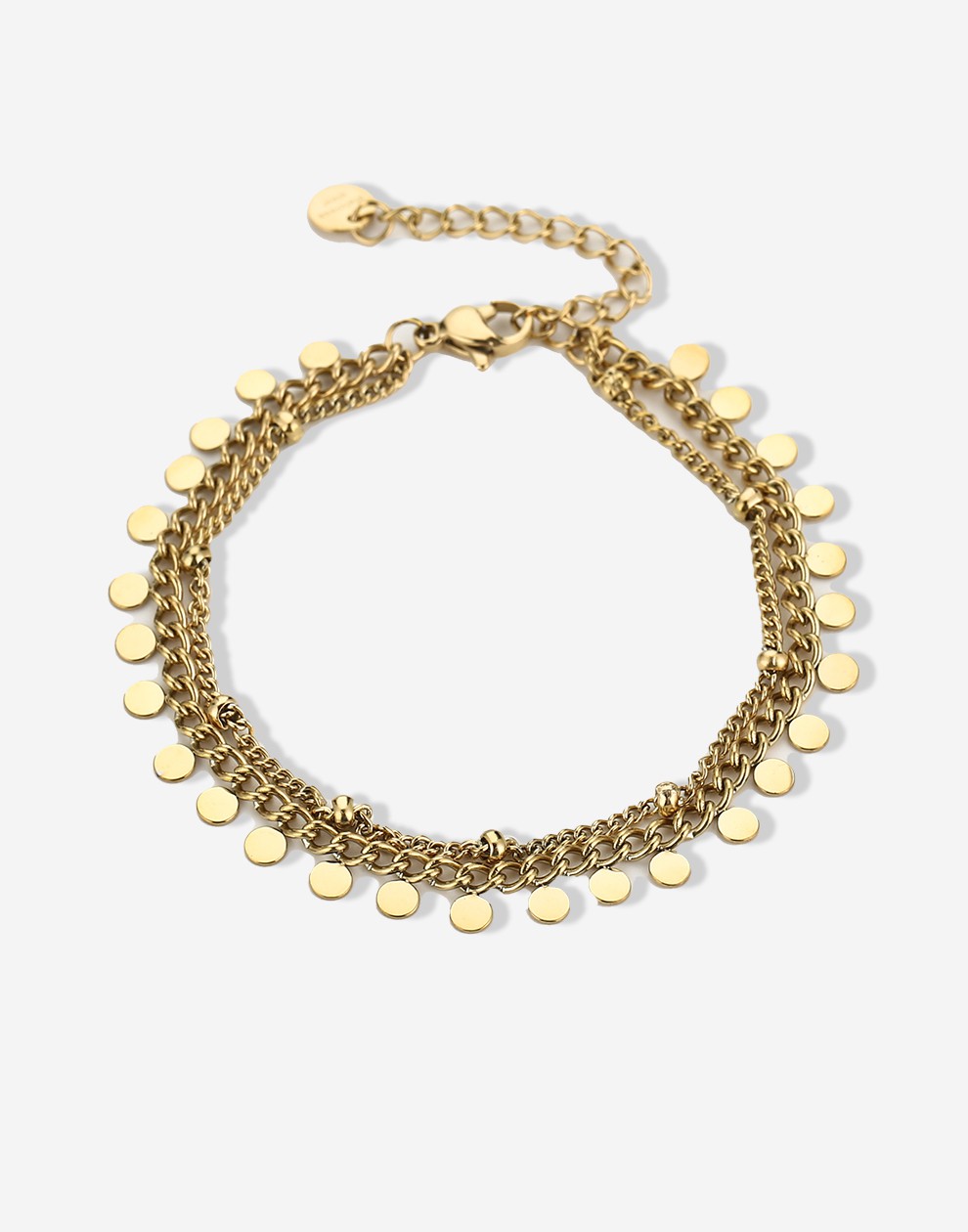 Armband muntjes en bolletjes chain goudkleurig