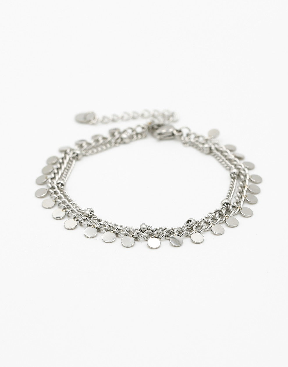 Bracelet with coins and balls, silver-colored chain