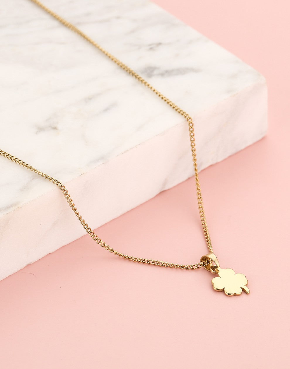 Lange ketting klaver goudkleurig 45cm