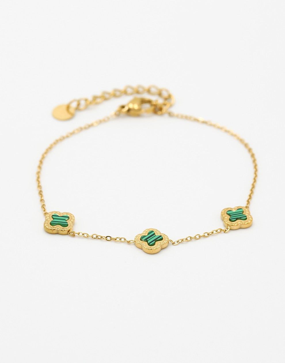 Armband klavers smaragdgroen goudkleurig