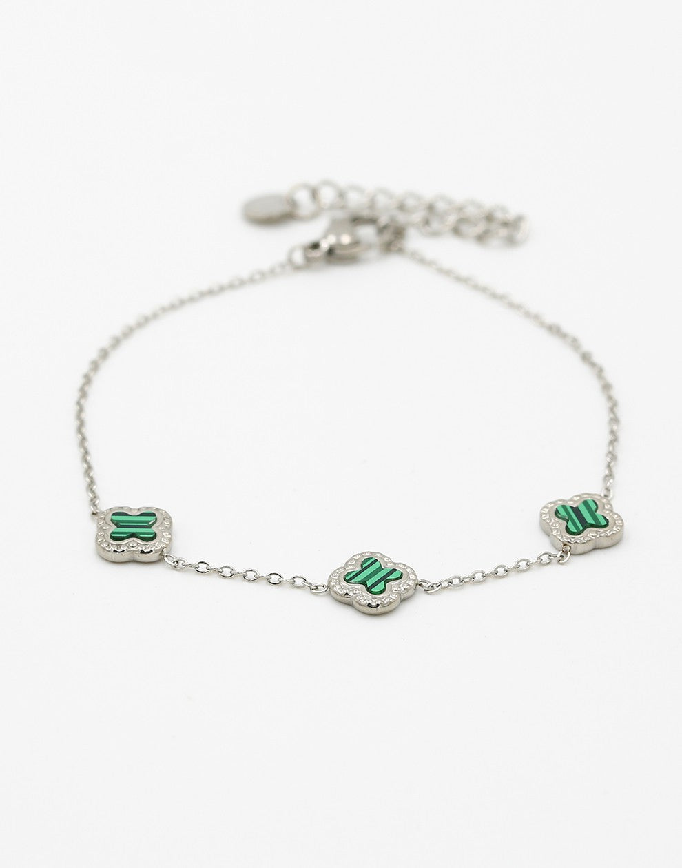 Armband klavers smaragdgroen zilverkleurig
