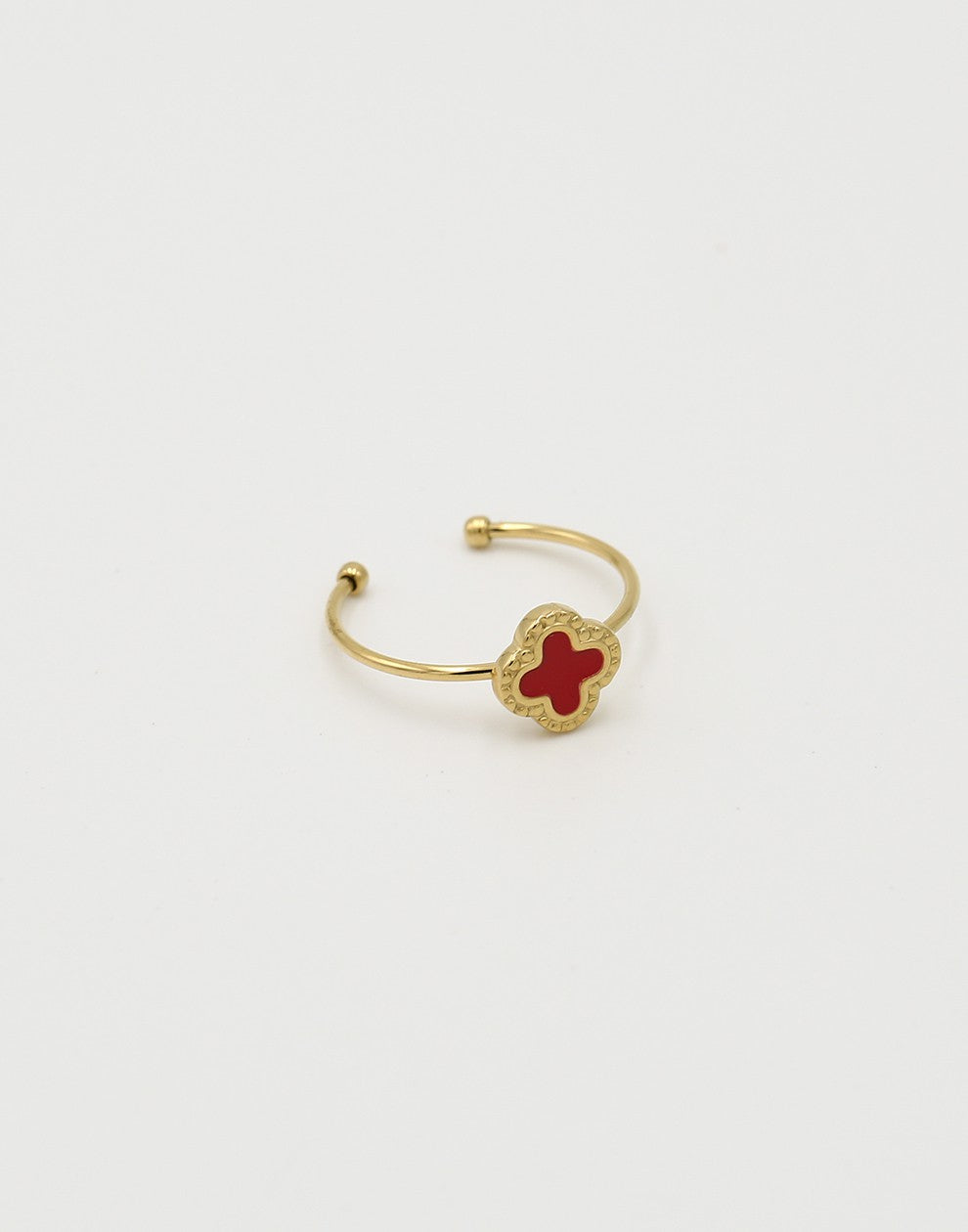 Ring klaver rood goudkleurig