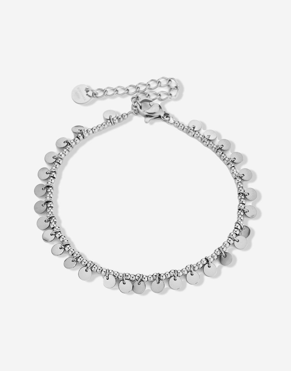 Bracelet with silver-colored beads and coins