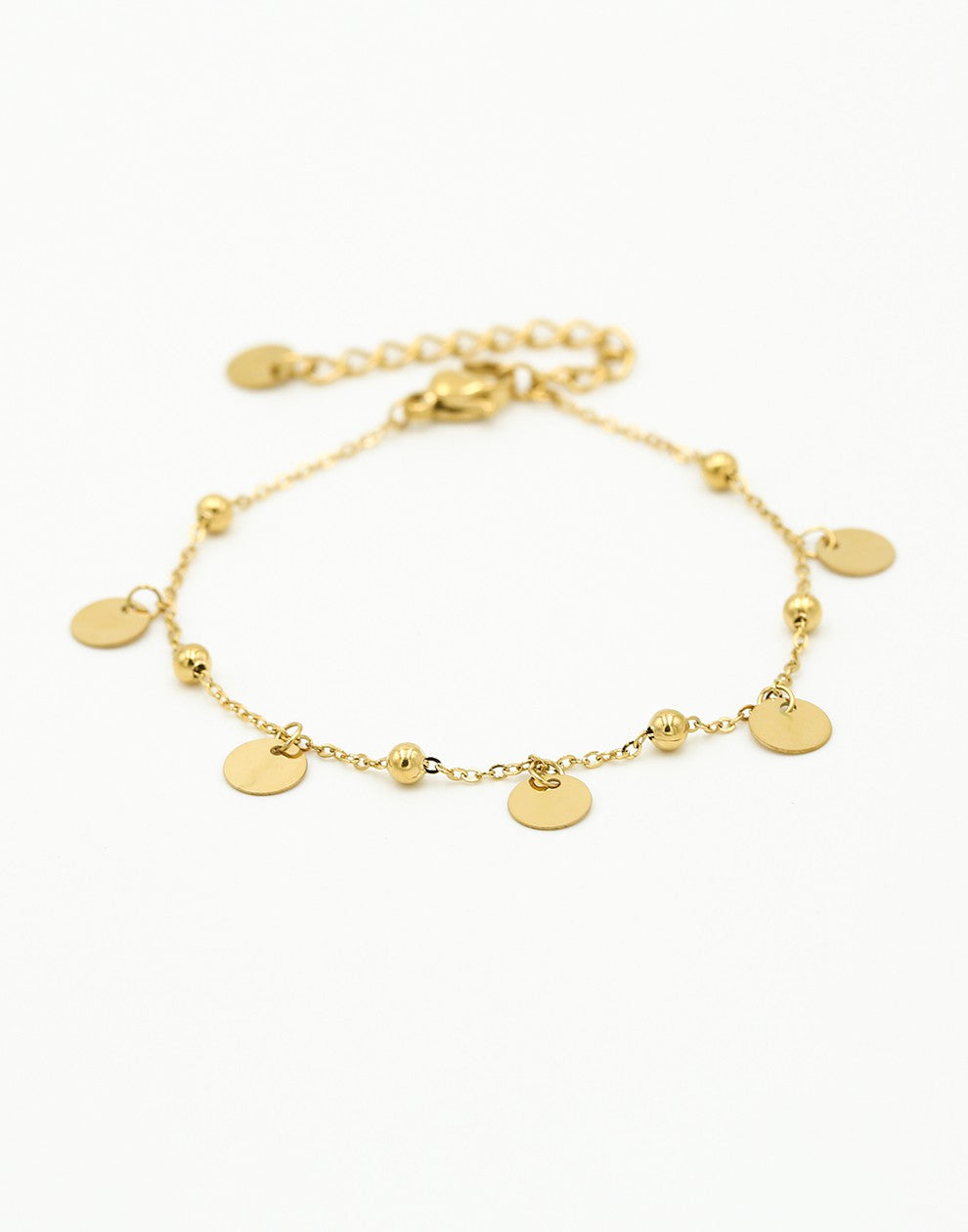 Bead bracelet with gold-colored coins