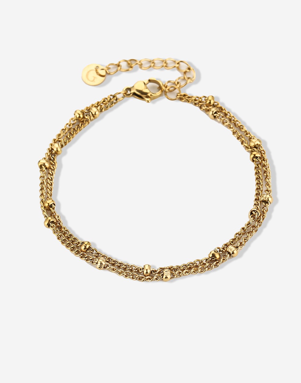 Bracelet with double gold-colored beads