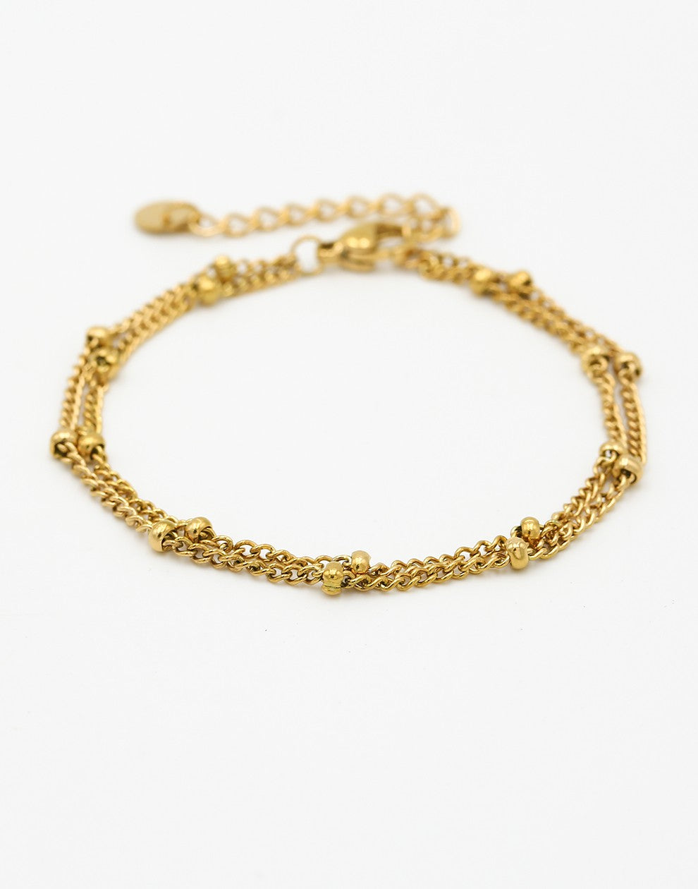 Armband bolletjes dubbel goudkleurig