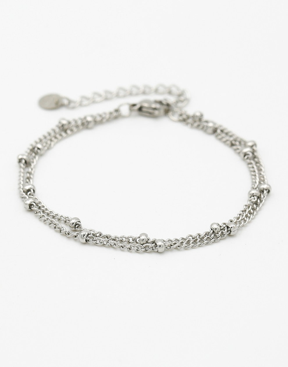 Armband bolletjes dubbel zilverkleurig