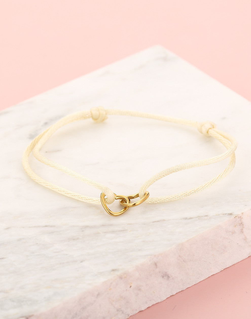 bracelet double hearts beige gold-colored