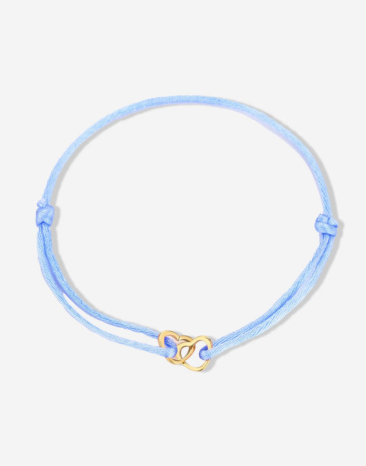 bracelet double hearts blue gold-colored