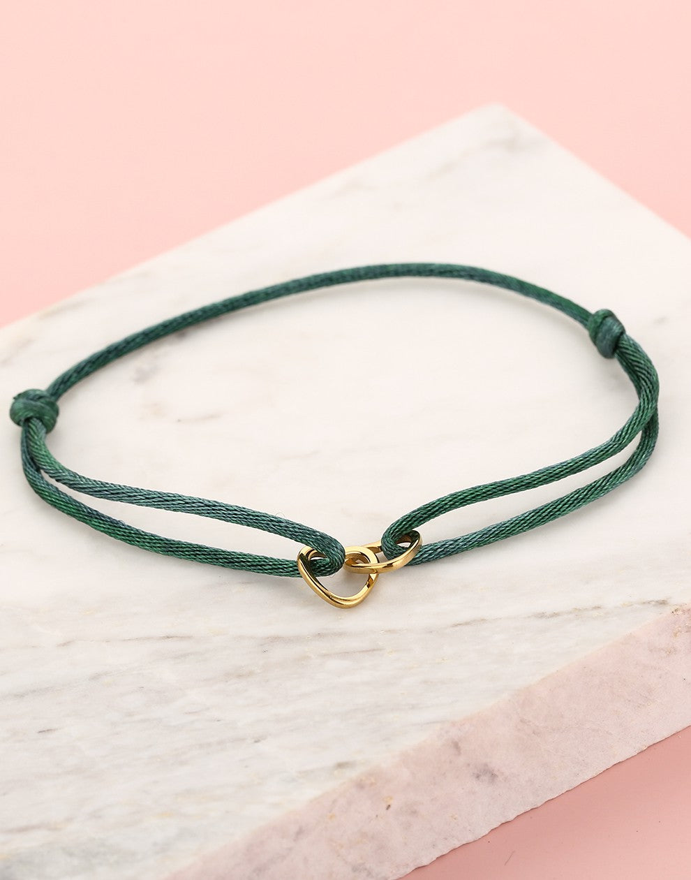 armband dubbele hartjes groen goudkleurig