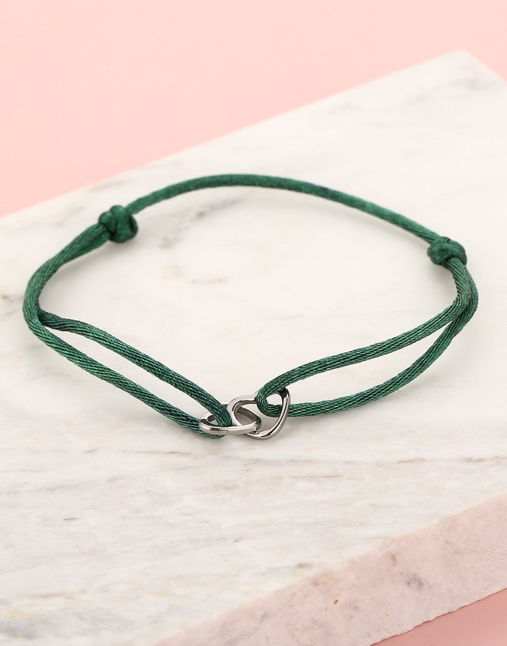 armband dubbele hartjes groen zilverkleurig