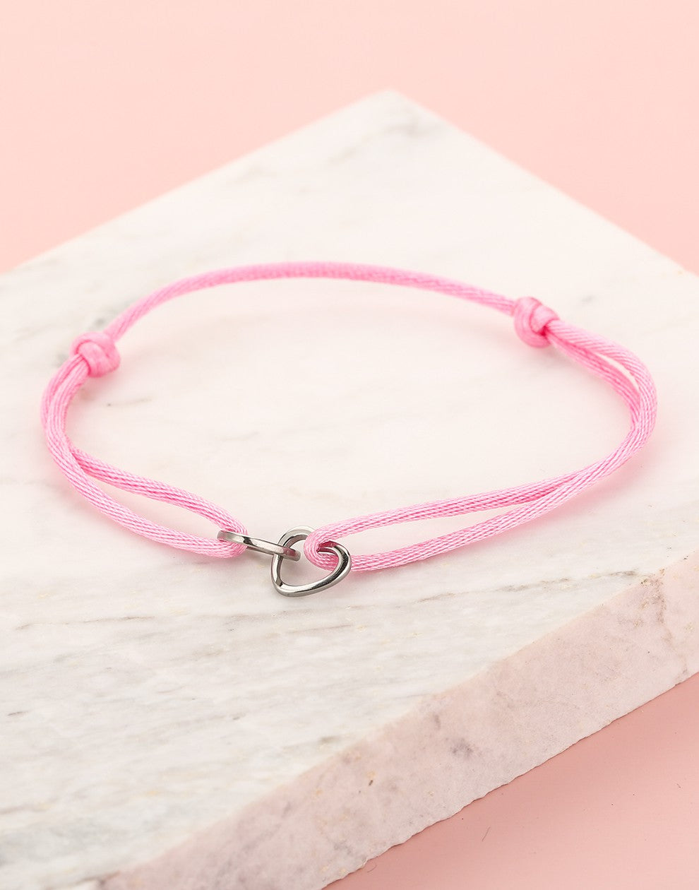 bracelet double hearts pink silver-colored