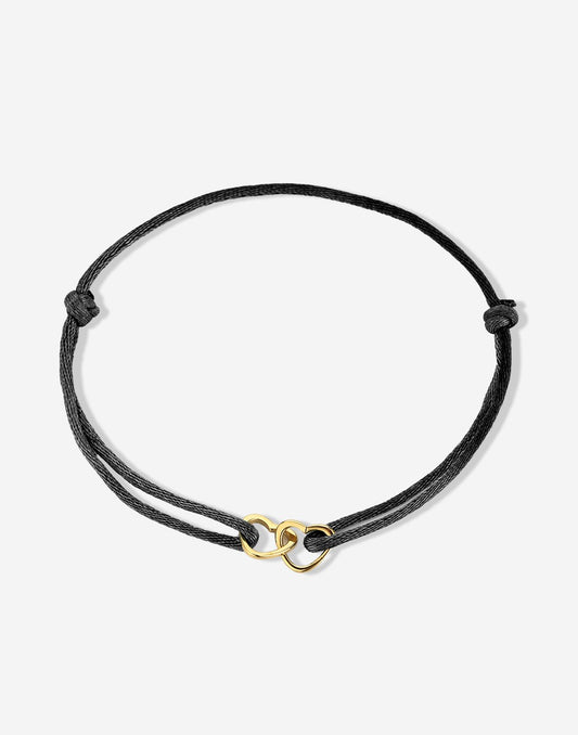 bracelet double hearts black gold colored