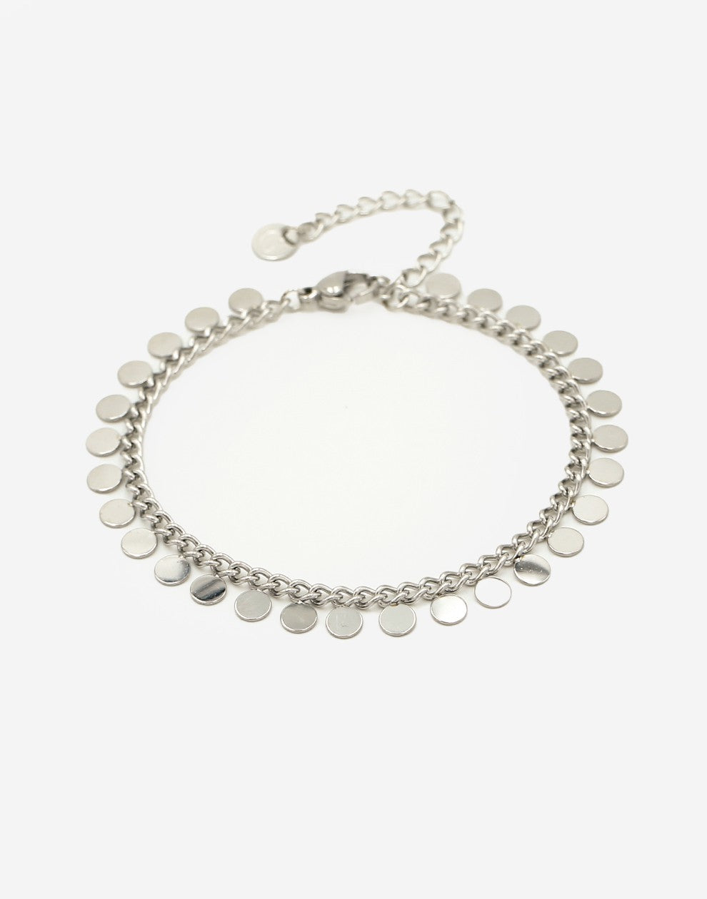 schakelarmband met muntjes zilverkleurig