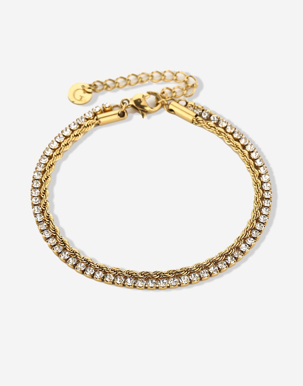 armband tennis gedraaide schakel goudkleurig