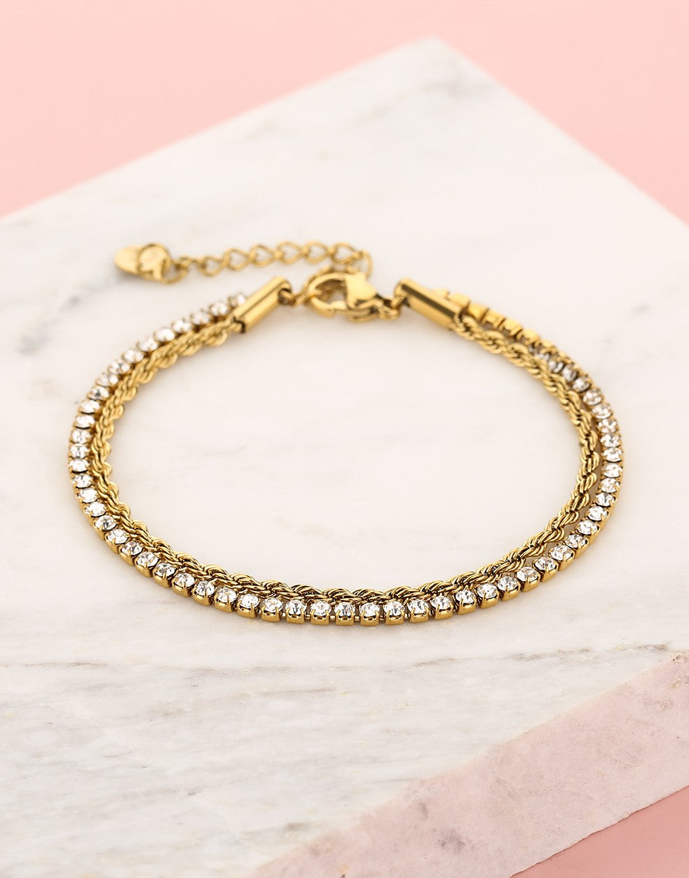 armband tennis gedraaide schakel goudkleurig