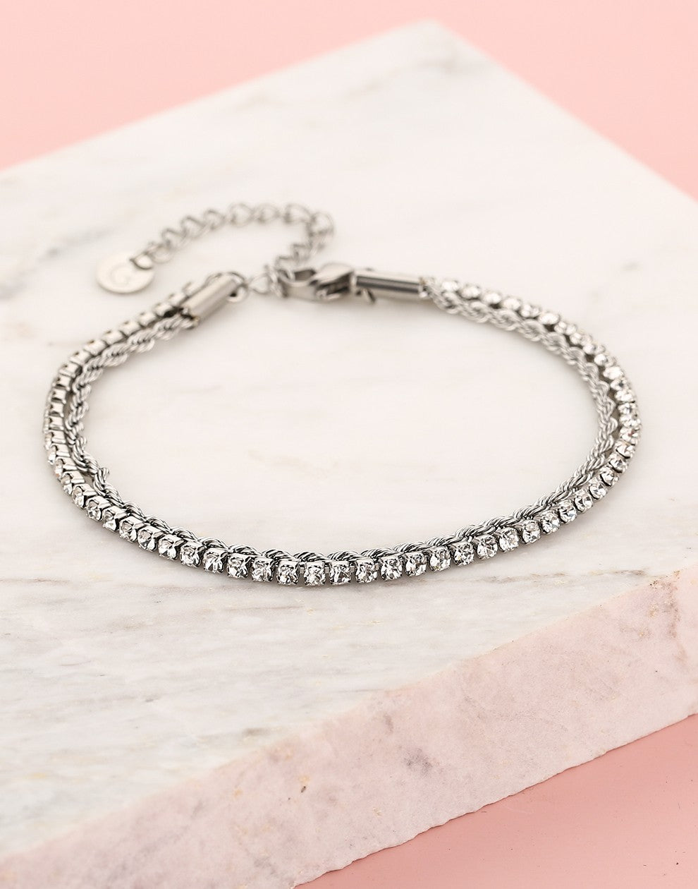 armband tennis gedraaide schakel zilverkleurig