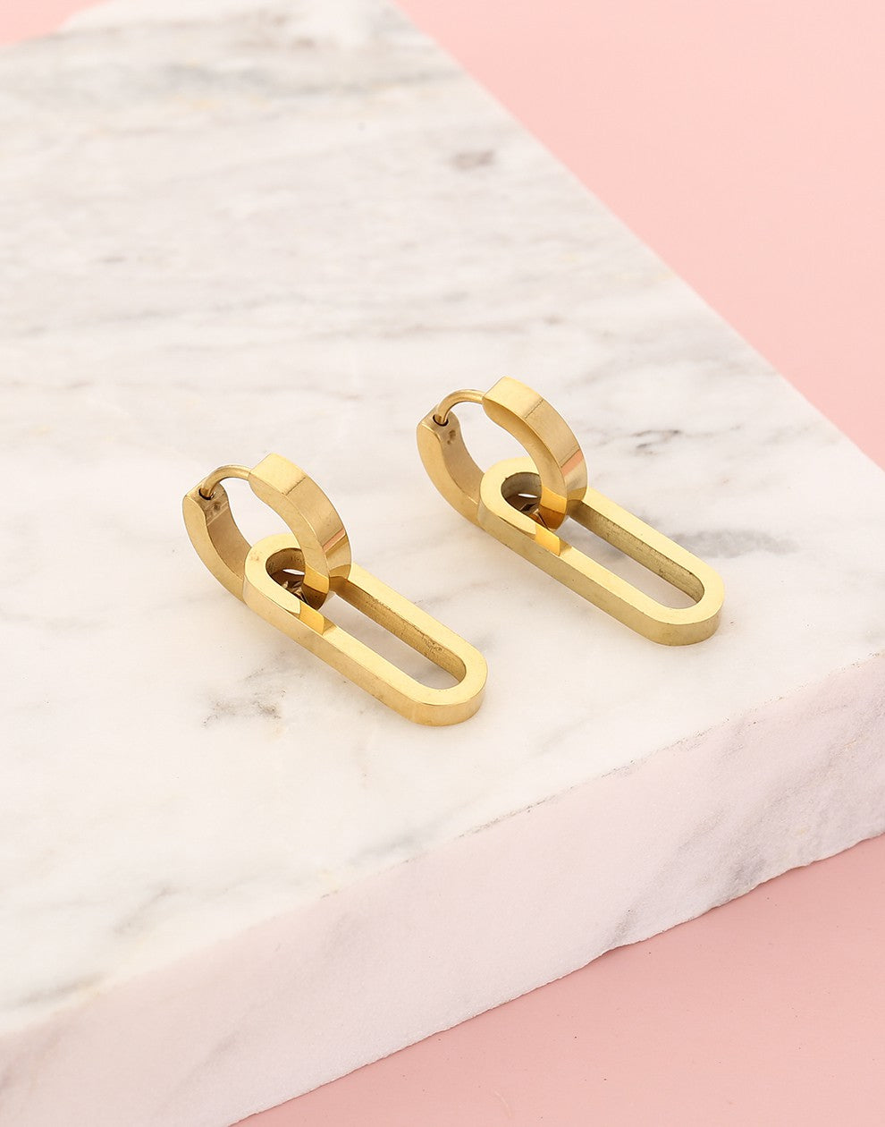 Gold-colored oval link earrings