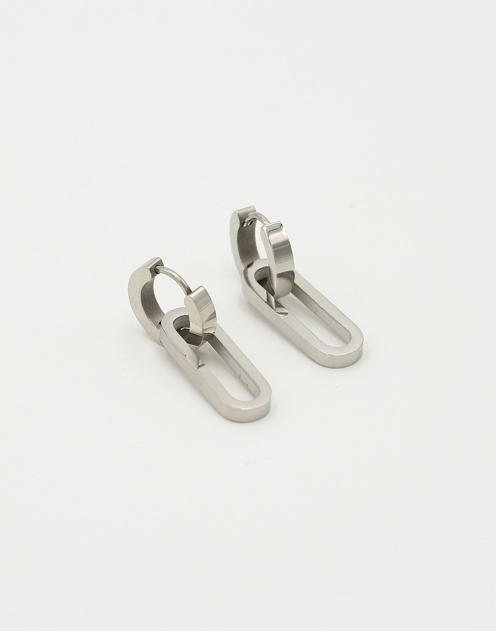 Oval link earrings silver-colored