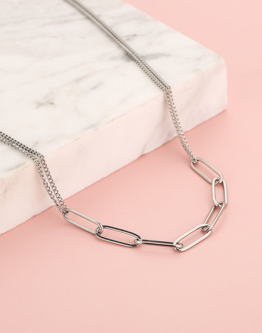 Ketting dubbele schakels zilverkleurig