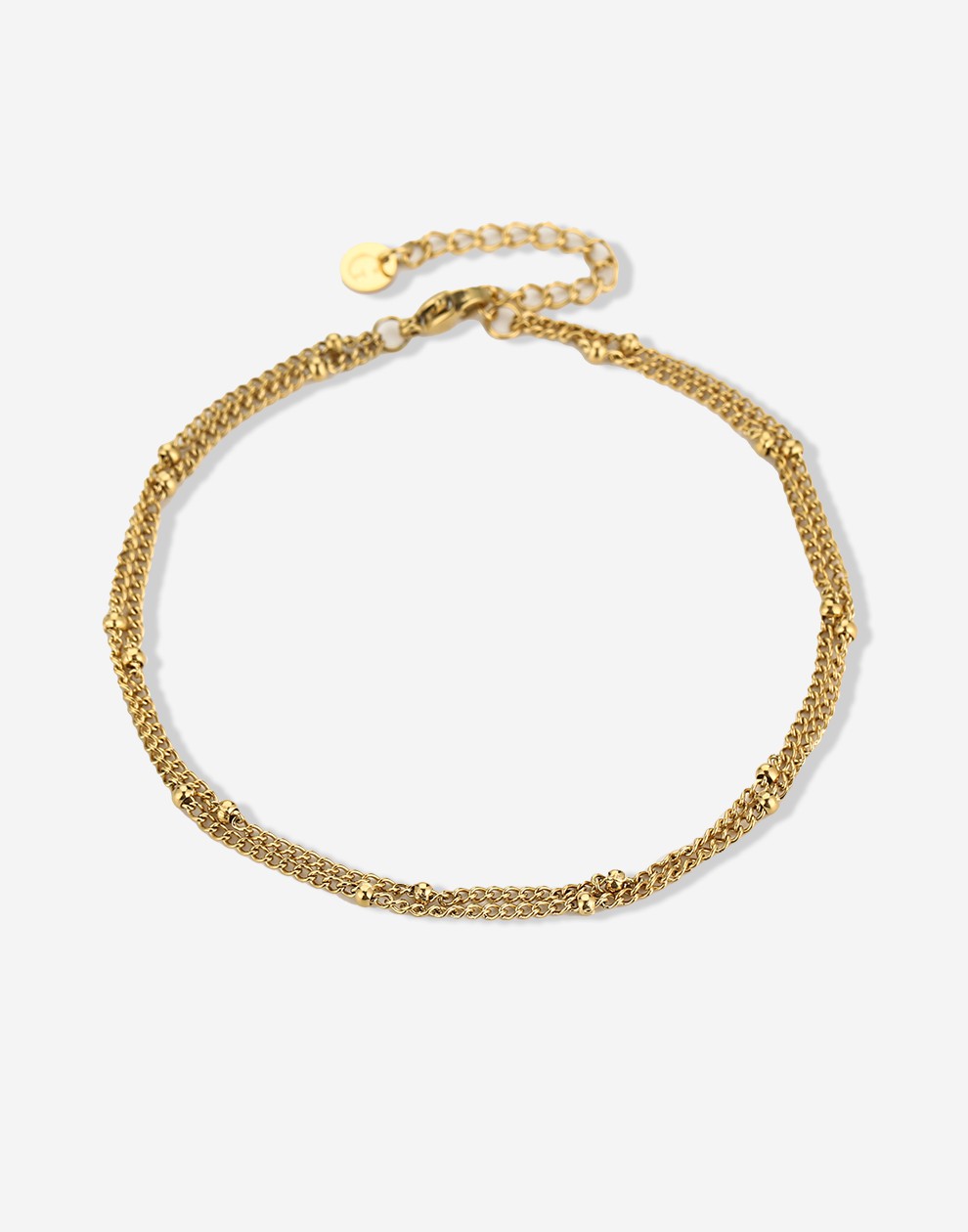 Enkelbandje bolletjes dubbel goudkleurig