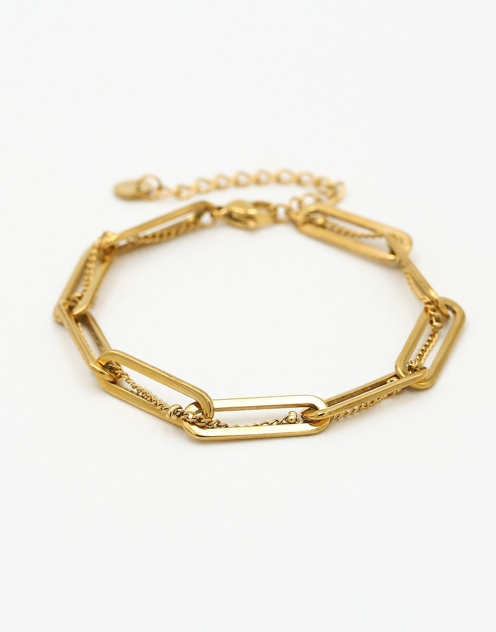 Schakelarmband gevlochten goudkleurig