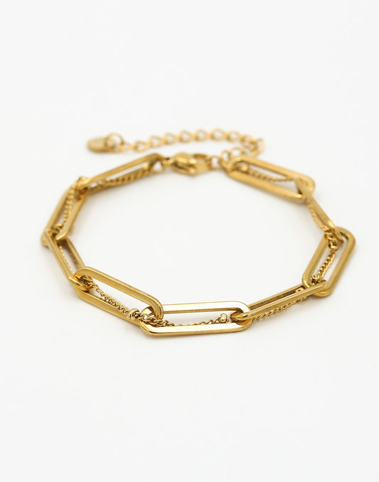 Braided gold-colored link bracelet