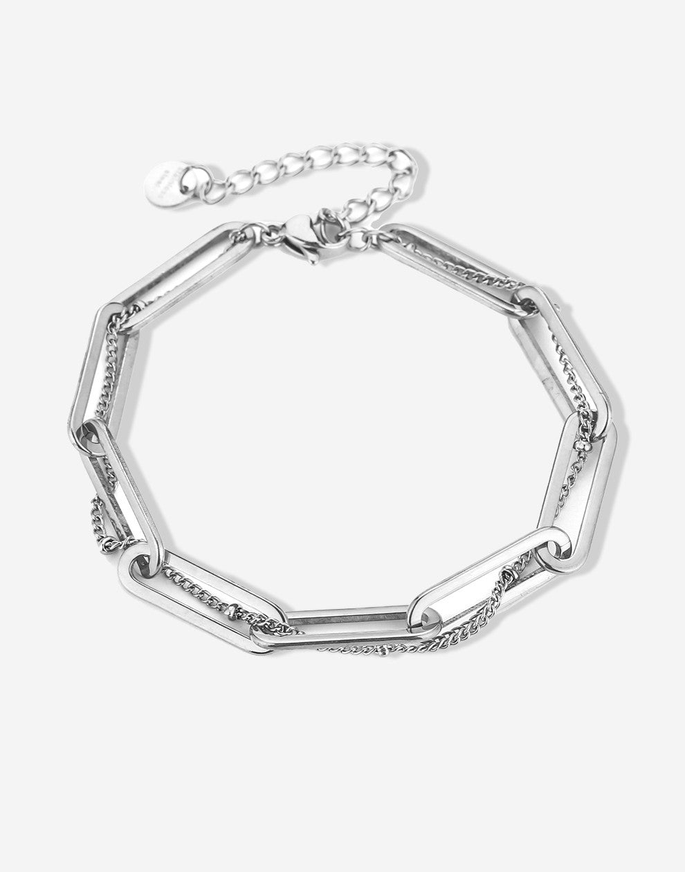 Schakelarmband gevlochten zilverkleurig