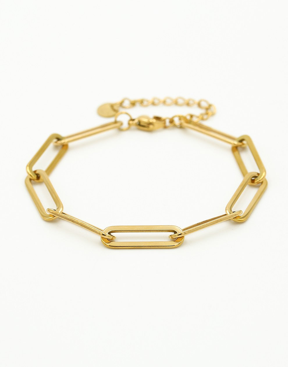 Chunky gold-colored paperclip bracelet