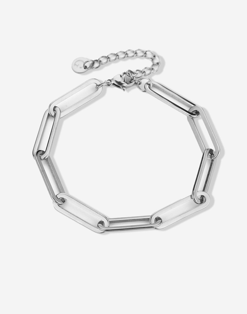 Paperclip chunky silver-colored link bracelet