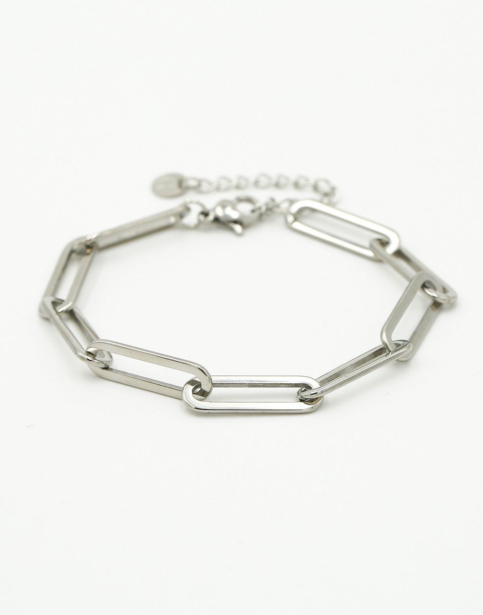 Paperclip chunky silver-colored link bracelet