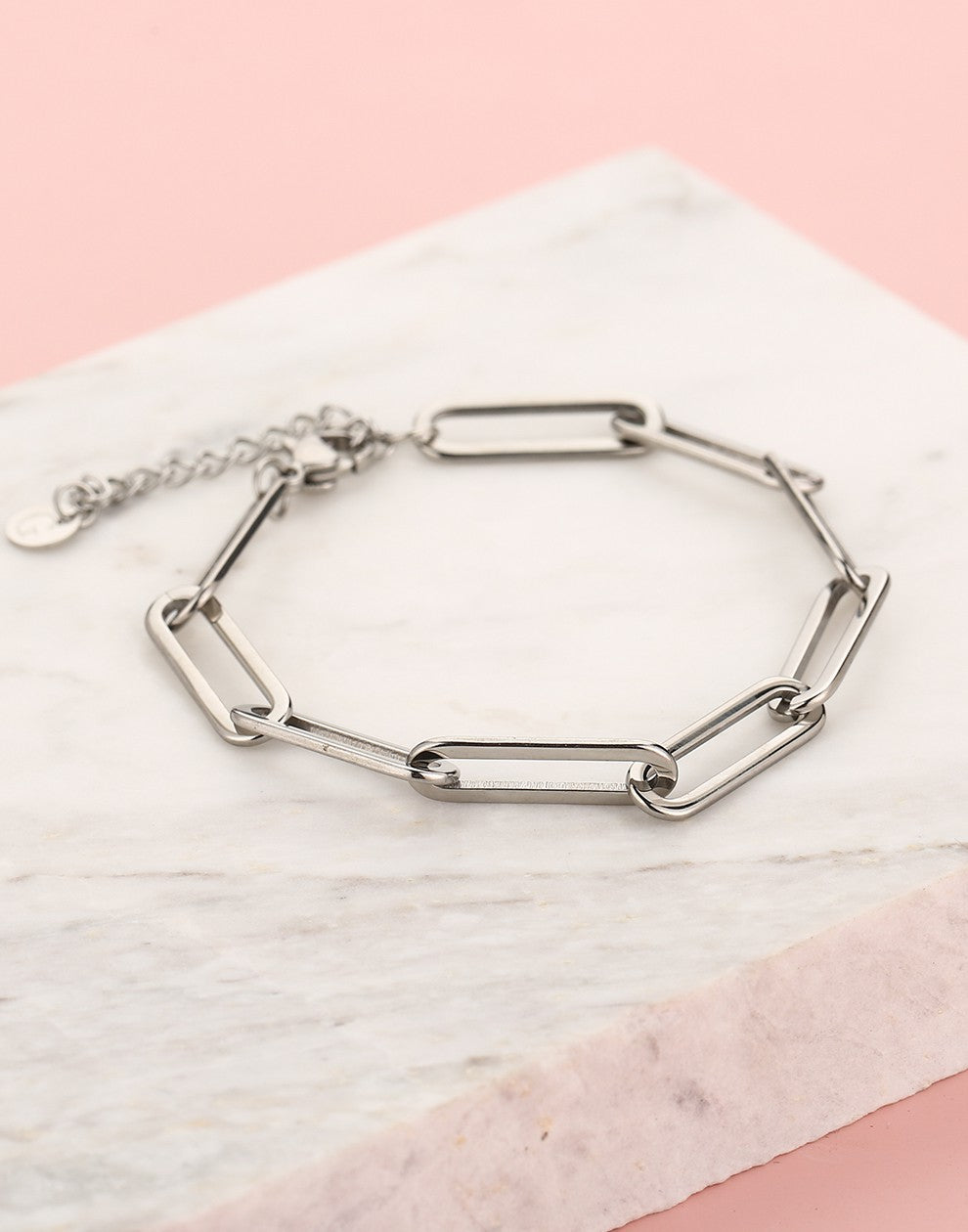 Schakelarmband paperclip chunky zilverkleurig