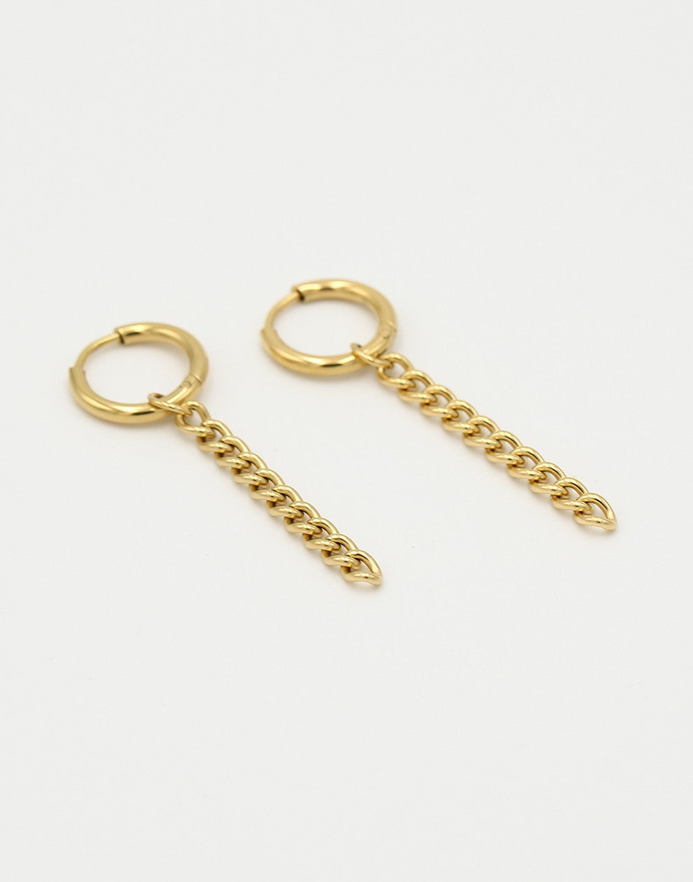 Oorringen chain hanger goudkleurig