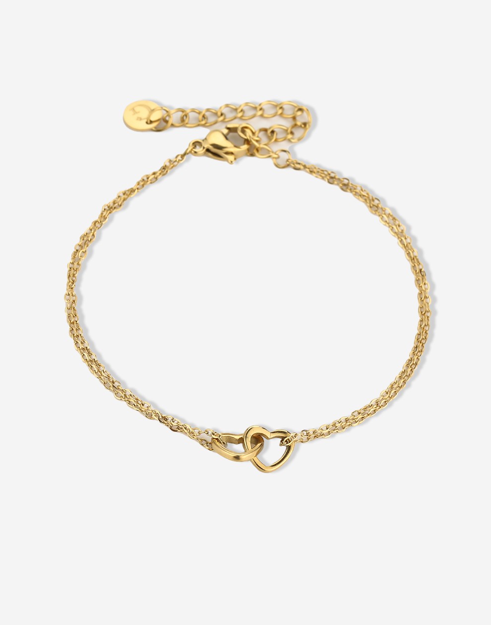 minimalist bracelet with gold-colored hearts